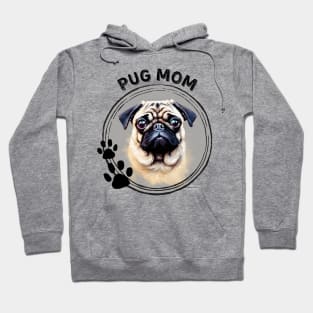 Pug Dog Mom Dog Breed Portrait Hoodie